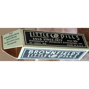 Vintage Brownfield's Little Pills Apothecary Box St Louis MO 1941 Advertising